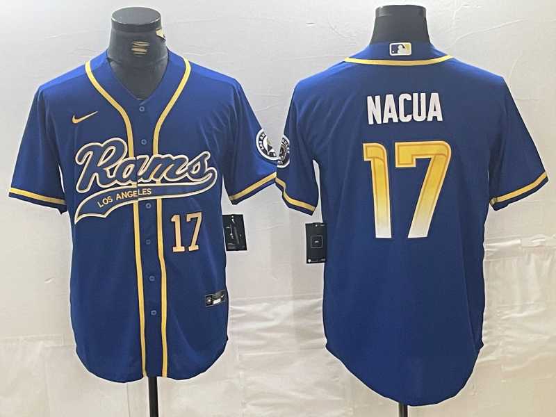 Men's Los Angeles Rams #17 Puka Nacua Number Royal With Patch Cool Base Stitched Baseball Jersey,We sell and wholesale Men's Los Angeles Rams #17 Puka Nacua Number Royal With Patch Cool Base Stitched Baseball Jersey on line form chian!